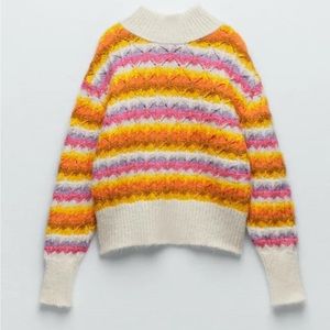 Zara woven knit Jacquard rainbow  knit